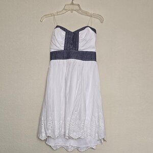 Three Pink Hearts Trixxi Strapless Dress White Embroidered, Size: 11
